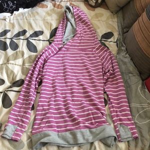 Double hooded sweatshirt with side zipper